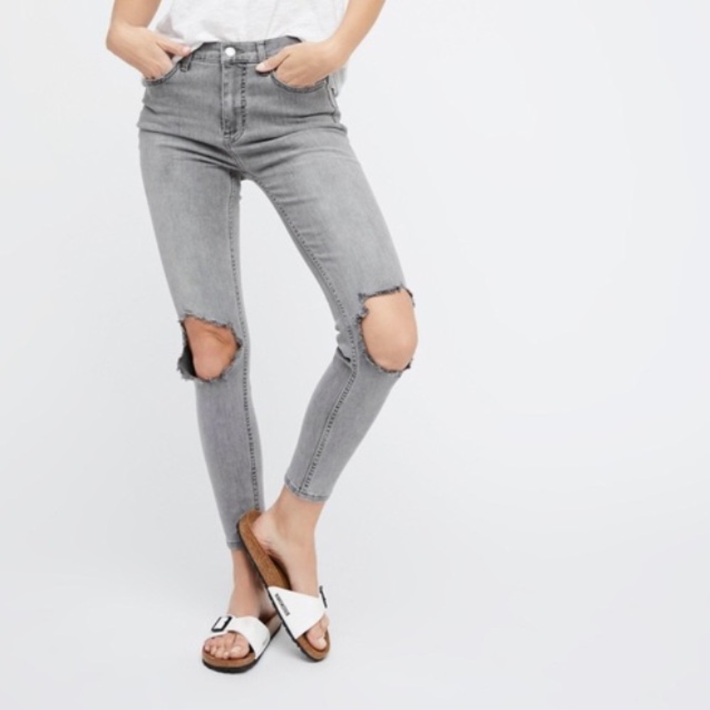 Free people grey rip jeans size 25